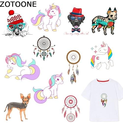 ZOTOONE Unicorn Patches Animal Dreamcatcher Sticker Iron on Transfers for Clothes T-shirt Heat Transfer Accessory Appliques F1
