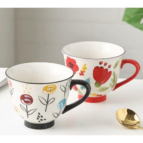 1Pcs New 375mL/450mL Handpainting Ceramic Mug Coffee Milk Tea Juice Porcelain Cup Home Office Drinkware Cup Best Gift for Friend