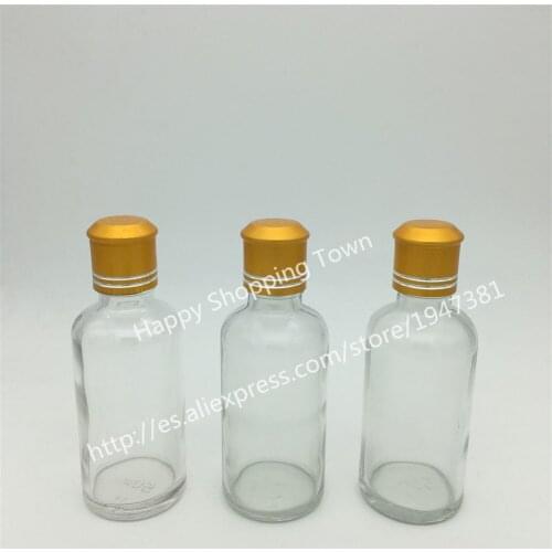 10pcs 50ml clear glass bottle with plug and tamper evident lid, 50cc clear essential oil bottle