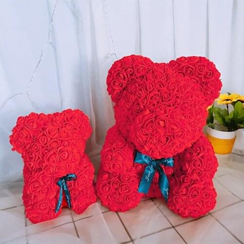 25cm Artificial Flowers Rose Bear Multicolor Foam Rose Teddy Bear Girlfriend Valentines Day Gift Birthday Party Decoration