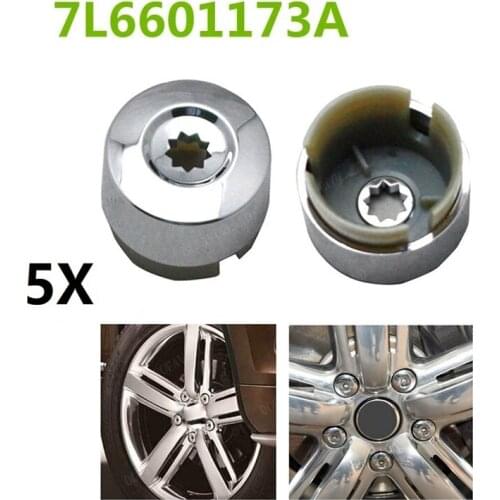 7L6 601 173A 2ZZ 5Pcs Chrome Wheel Lug Bolt Nut Cap Cover for Touareg 2004-2017 7L6601173A