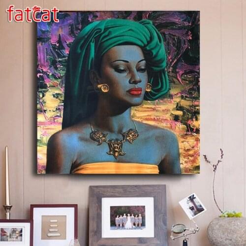FATCAT 5D Diy Diamond Painting African woman abstract art Diamond Embroidery Sale Full Square Round Mosaic stickers AE2887