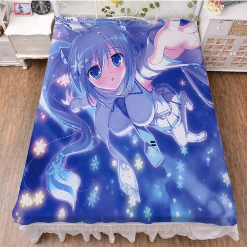 Anime Cartoon Vocaloid snow miku 2 Way / WT flat sheet bed sheet top sheet 150*200cm No.001