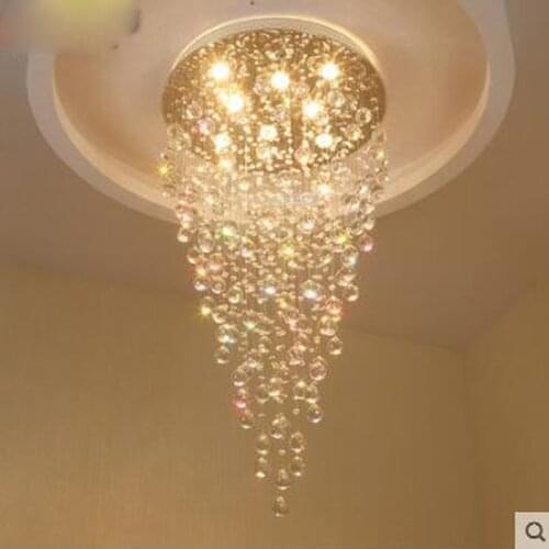 Double staircase chandelier Spiral staircase lamp Long chandelier Villa stairs Crystal chandelier Meteor shower Living room lamp