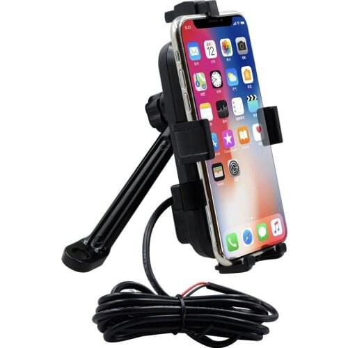 Electric Scooter Mirror Mount Universal Cell Phone Holder Motorcycle Phone Bracket Stand with Dual 5V 2A USB Charger