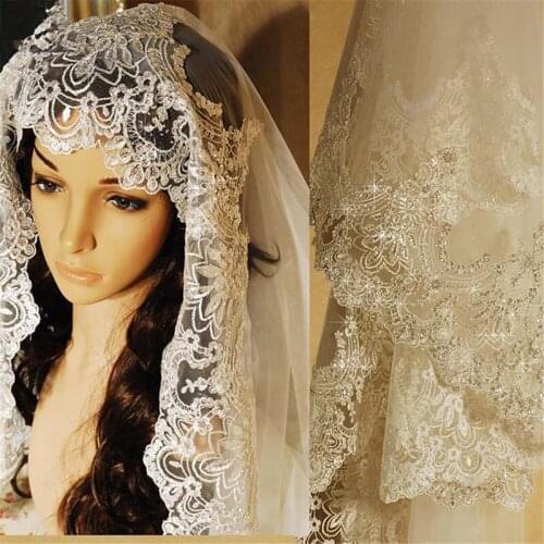 One Layer Long Lace Edge Bridal Veil White Ivory Women Wedding Veils With Comb Bridal Accessories