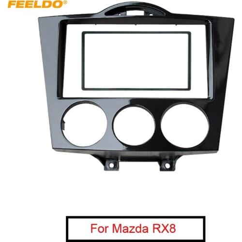 FEELDO 2DIN Black Car Audio Radio Fascia Frame For Mazda RX8 2003-2008 Stereo Plate Trim Panel Dash Mount Kit #FD5007
