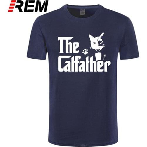 The CatFather Father Of Cats Dad Funny T Shirts Men Summer Cotton Harajuku Short Sleeve O Neck Streetwear Black T-shirt