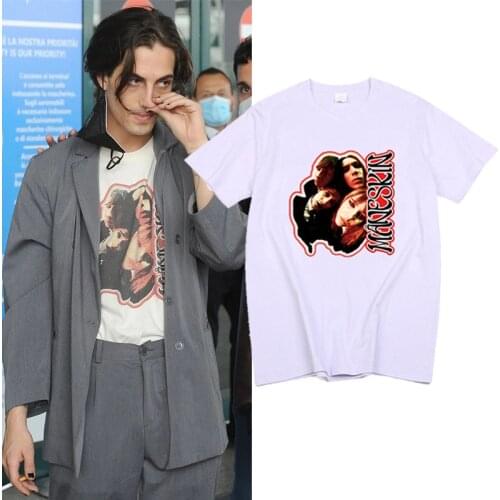 Italian Rock Band Maneskin Same Style T Shirt 2021 New Summer Fashion Men Tops Casual Hip Hop Tee Hombre Camiseta Camisetas