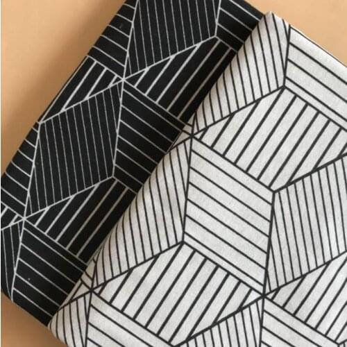 Geometric Patterns Printed Cotton Linen Fabric For DIY Patchwork Sewing Quilting Home Textile Crafts Photo Background Pillow