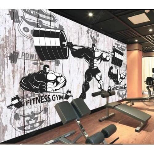 Custom wallpapers 3d murals wallpaper for walls 3 d Nostalgic retro sports weightlifting gym mural background wall papers decor