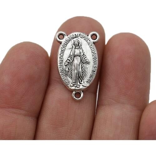 JAKONGO Silver Plated Mary Charms Pendants for Jewelry Making Bracelet DIY Accessories 23x15mm 10pcs