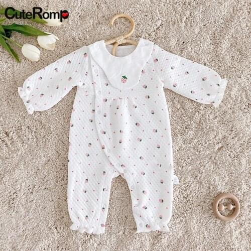 Strawberry Costume Winter baby girl clothes Quilted clothes for newborn Toddler Baby romper cotton jumpsuit ruffle warm rompers