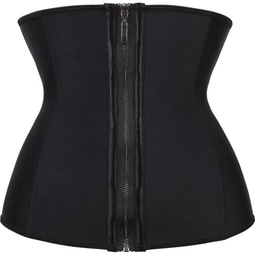 Latex Waist Trainer Corset Zip Up Bustier Zipper Gorset Underbust Corselet Rubber Femme Korse Hooks waist trainers shapewear Hot
