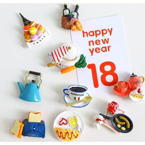 Refrigerator magnetic stickers bread machine coffee red wine pan Bionic food 3d fridge magnets home decoration collection gifts