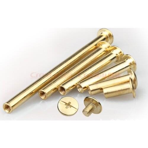 Copper Plated Book Binding Screw Rivets M5 Snap Rivet Books Butt Screw Photo Album Binding Screw Carbon Steel Tubular Rivets