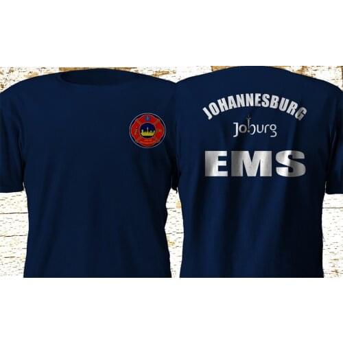 New Johannesburg South Africa Fire Department Ems Navy T Shirt Double Side Newest O-Neck Cotton Mens Comfortable Homme Shirt