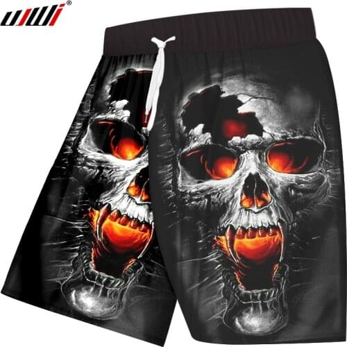 UJWI Mens Skull Shorts Black 2020 Summer Custom 3d Print Casual Shorts Hombre Adjustable Drawstring Elastic Trousers Dropship