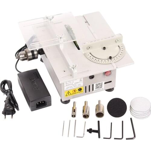 Mini Table Saw Handmade Woodworking Bench Lathe Electric Polisher Grinder DIY Model Cutting Saw Tool With Drill Chuck Saw Blade