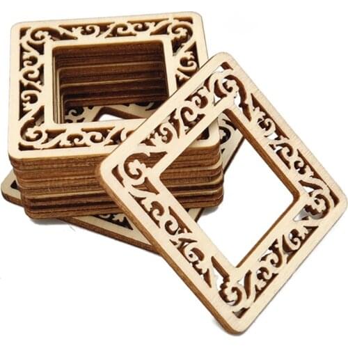 10pcs Wood Squares Pieces Unfinished Round Corner Square Wooden Cutouts for DIY Arts Craft Project Laser Engraving Carving