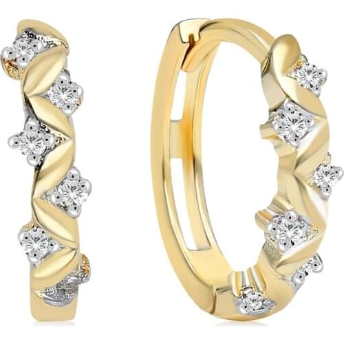 The bride Diamond 14 Sterling Golden Ivy Cubic Zirconia Hoop Earrings 1.2 cm For Women Extraordinary Earrings Jewelry