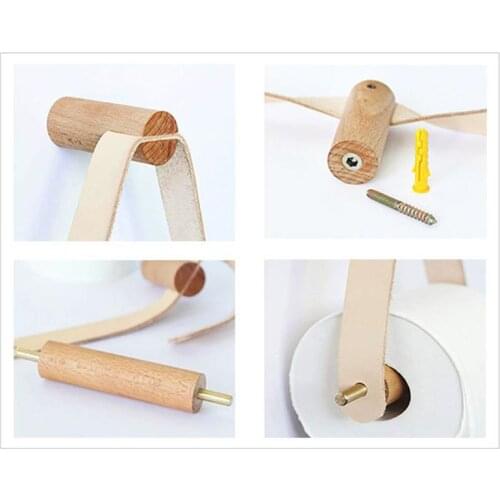 Nordic Creative Wooden Toilet Roll Paper Holder Bathroom Storage Kitchen Towel H58C