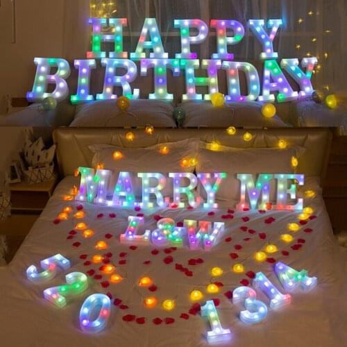 Decorative Letters Alphabet Letter LED Lights Luminous Number Lamp Decoration Battery Night Light Party Baby Bedroom Decoration
