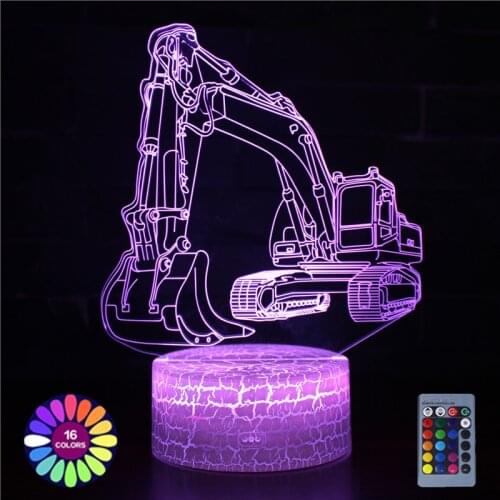LED 3D Night Lights Excavator Train Tank Modeling Touch/Remote Control USB Desk Table Lamp 7 Color Changing Home Decor Gift