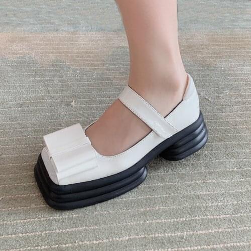 Retro Lolita Shoes Harajuku Square Head Shoes Casual Creepers Punk Shoes Ladies Platform Pumps Gothic Black Boots Damen Schuhe