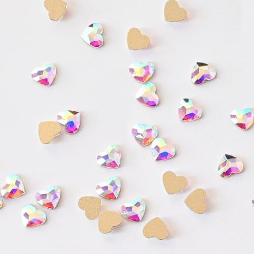 1440pcs/500pcs Valentine AB-Side Heterotypic Multicolor Peach Heart Nail Rhinestones 5.5*6mm Flat-Back Nail Art Decorations JZ26