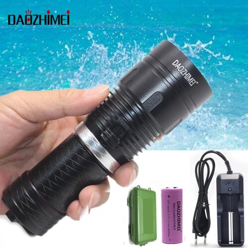 5000LM Diving Flashlight Underwater Scuba LED Flash Light Waterproof Diving Light Lantern Torch Rechargeable 26650 Battery