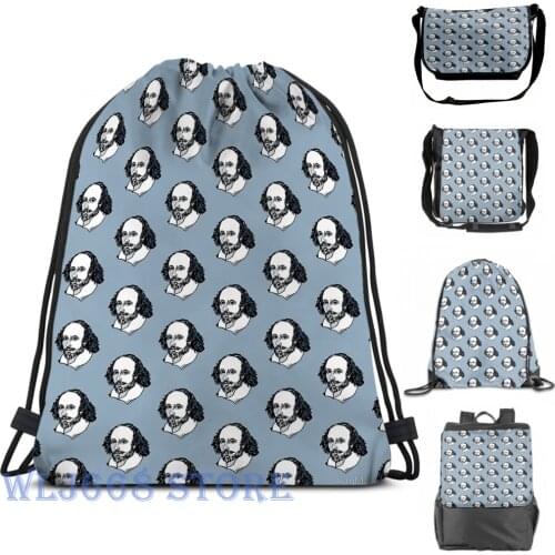 Funny graphic print shoulder Bags women William Shakespeare The Bard Single shoulder backpack travel for men Gym Bag