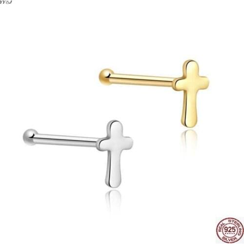 Cross nose stud 925 silver nose piercing jewelry for women teenage girls body piercing jewelry hyperallergenic punk cool stuff