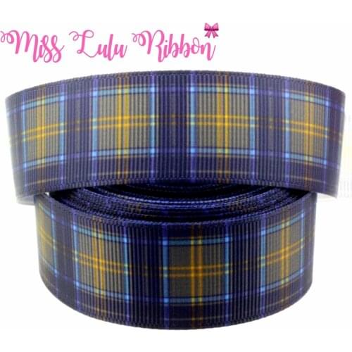 1" 25mm New Arrive Check Pattern Printed Grosgrain Ribbon Christmas decoration handmade clothing materials 10 yards/pack