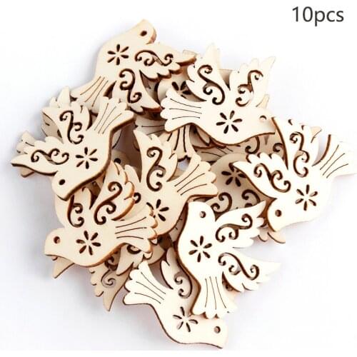 10PCS Natural Wood Peace Pigeon Pattern Pendant Scrapbooking Bird Decorative Card Making Handcrafts DIY Arts Craft Accessory
