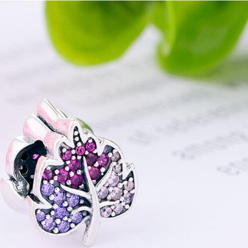100% 925 Sterling Silver Leaf Mix Color Zircon Crystal Bead Fit Original Pan Charm Bracelet Making Reflexions Women Berloque