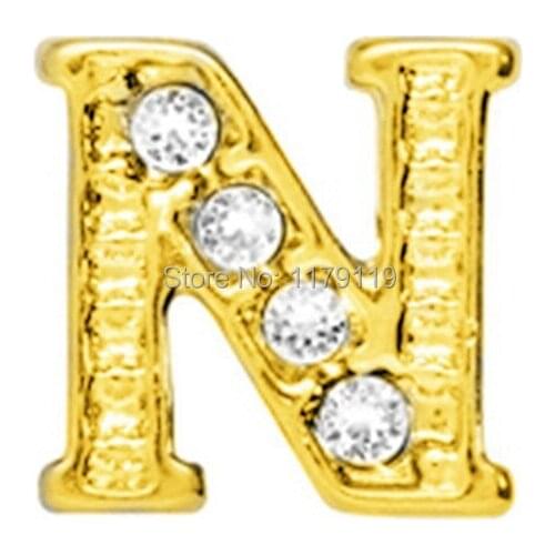 20pcs/lot New Items Gold Word Alphabet "N"Floating Charm Fit Memory Locket Pandent CMM#862(Free Shipping)