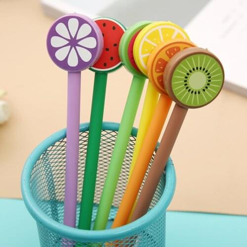 36PCS Korean Creative Minimalist Fruit Gel Pen Students Black Pen Stationery Cute Stationary Supplies