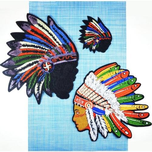 5pcs/lot Embroidery Patches for Clothing Indian Feather Headdress Bag Biker Accessories Applique Stranger Things