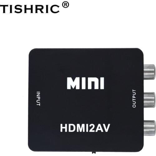 TISHRIC HDMI-compatible To AV RCA Male-Female Adapter HD 1080P Video Converter Box Support NTSC PAL Output HDMIToAV