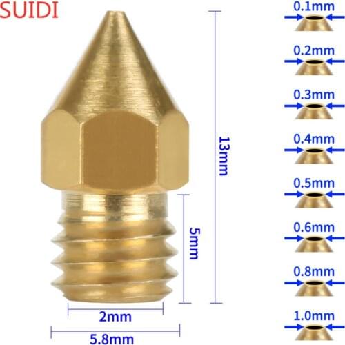 3D printer accessories mk8 pointed brass nozzle with lettering 1.75mm