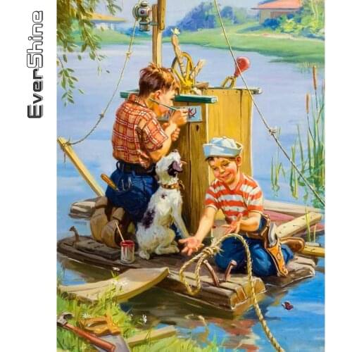 Evershine Diamond Painting Kid Cross Stitch Kit Diamond Embroidery Portrait 5D DIY Rhinestone Picture Mosaic Dog Wall Decor