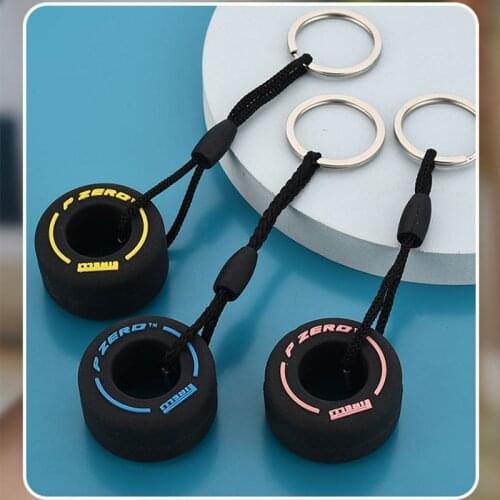 New Fashion Simulation Cartoon Small Tire Keychain Creative Unisex Car Bag Key Ring Pendant Gift For Car Lovers