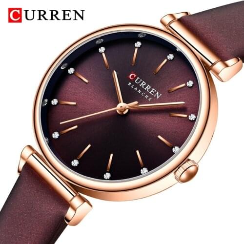 CURREN Luxury Women Watches Top Brand Casual Waterproof Leather Ladies Quartz Watch Fashion Ultra-thin Bracelet Wristwatch