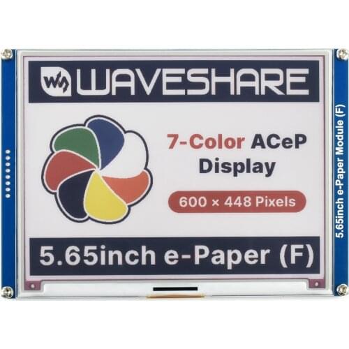 5.65inch Colorful E-ink Display Module, 600x448 Resolution, Advanced Color E-paper 7-Color