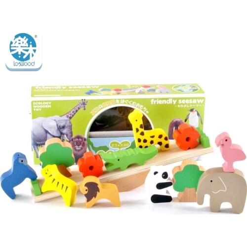 Baby Wooden Montessori Early Learning Building Blocks Animals Seesaw Balance Beam Jenga Parenting Board Game