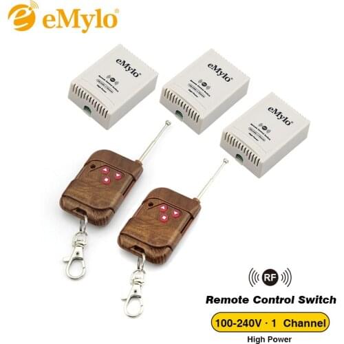 EMylo RF AC 100-240V 2500W Smart Wireless Remote Control Light Switch 3 buttons Transmitter &3X 1 Channel Relays latched Switch