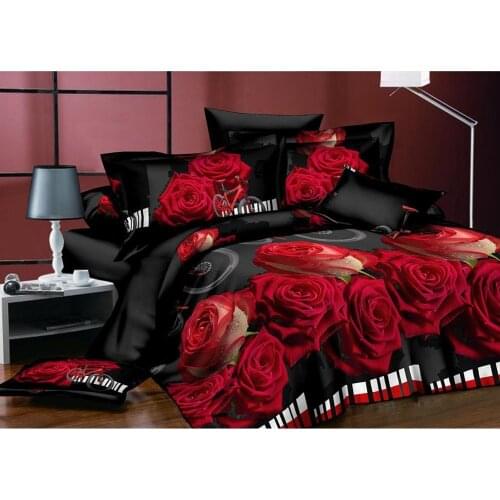 3D Printed Bedding Set 4 pcs Queen Size Duvet Cover Flat Sheet with 2 Pillowcases Drop Shi