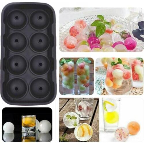 Round Silicon Ice Ball Maker Tray 8 Large Sphere Molds Bar W/ Funnel Ball Ice Trays Whiskey Ice Ball Maker For Party Bar