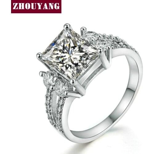 Square Vintage Luxury Silver Color Bijoux Fashion Wedding Party Jewelry Cubic Zirconia Jewelry For Women Chirstmas ZYR582